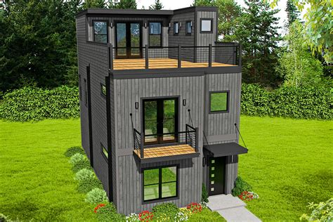 Modern House Plan With 3rd Floor Mezzanine 1834 Sq Ft 68589vr