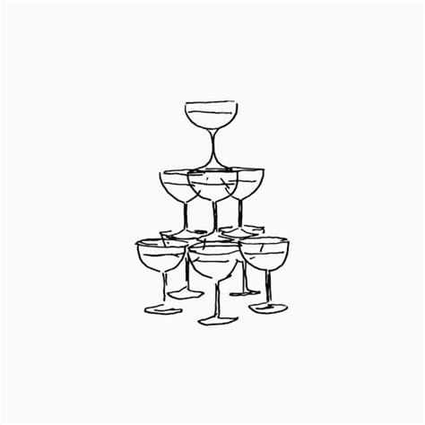 Champagne Tower Illustration Digital File Wedding Bar Menu Etsy