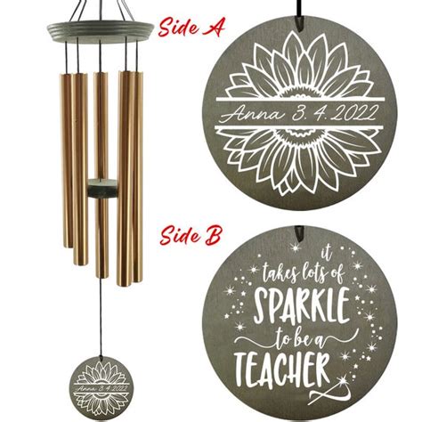 Personalized Memorial Wind Chimes Custom Wind Chime With Sun Etsy