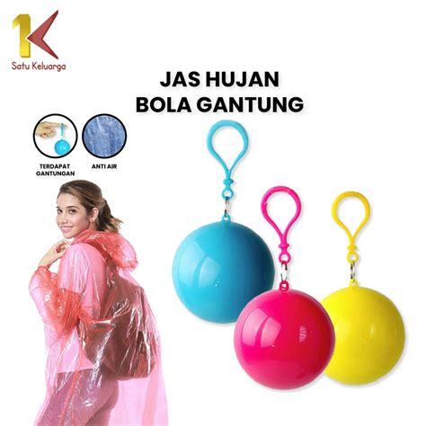 Jual Satu Keluarga Jas Hujan Bola Plastik Gantung Warna Warni Anti Air