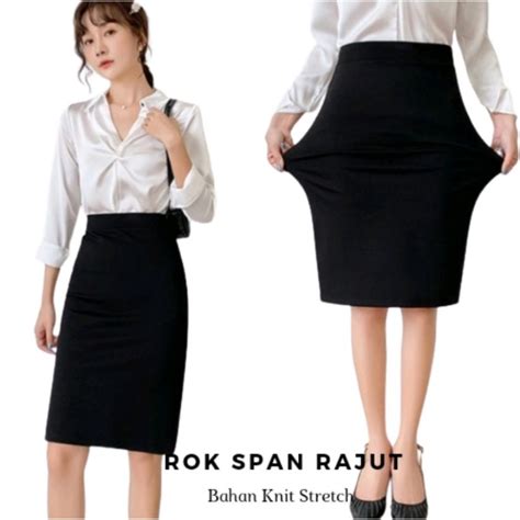 Jual Rok Span Pendek Rok Kerja Bahan Knit Stretch Premium Shopee