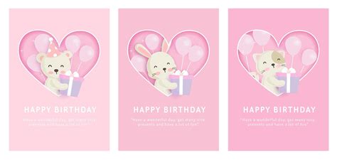 Set Happy Birthday Cards 999562 Vector Art At Vecteezy