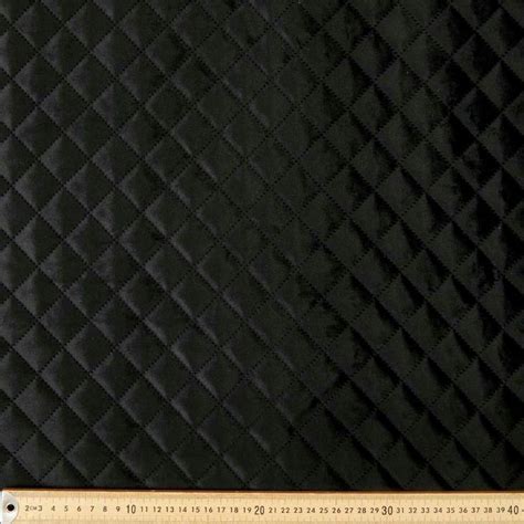 Plain Designer Quilted Velvet Fabric Black