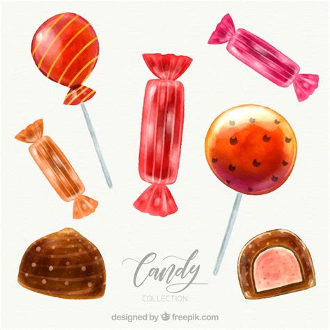 Colección de deliciosos dulces en estilo acuarela Vector Gratis