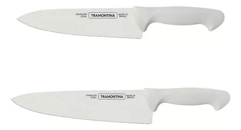 Kit Facas Chefe Tramontina Inox Cabo Branco E Premium