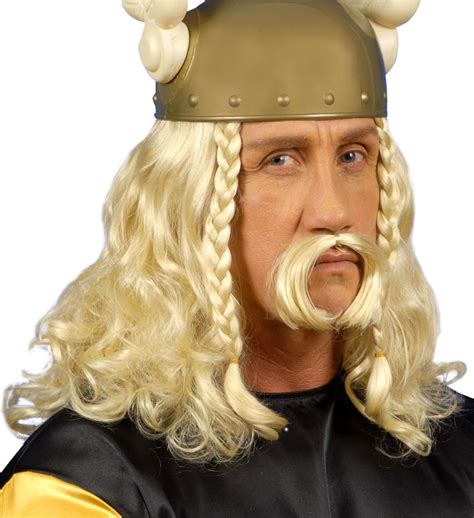 Blonde Asterix Pruik Met Snor Feestkleding Nl