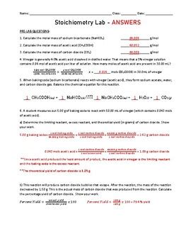 Stoichiometry Lab With Baking Soda Vinegar By EasyChem TPT