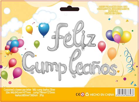 Globo Frase FELIZ CUMPLEAÑOS Cursiva ZLE