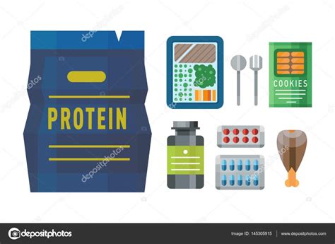 Sport Nutrition Icon In Flat Style Detailed Healthy Food And Fitness