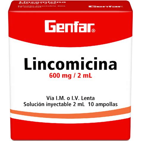 Lincomicina 600mg 2ml Genfar Caja X 10 Ampollas