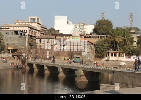 19th Mar 2019, Pune , Maharashtra, India. Indrayani river banks and Alandi Ghat architecture ...