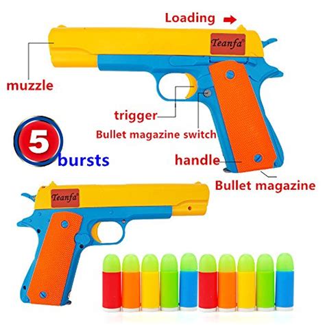 Teanfa Classic Colt 1911 Toy Gun With Soft Bullets Ejecting Magazine And Pull Back Action 1 1