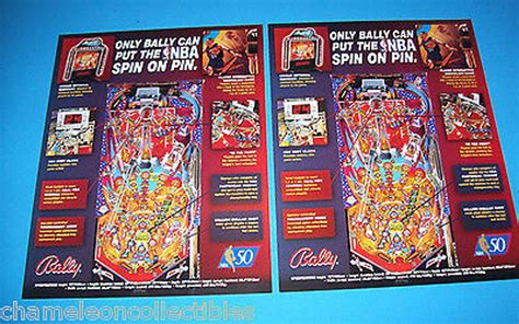 Bally Nba Fastbreak Original 1997 Nos Set Of 2 Pinball Machine Flyers