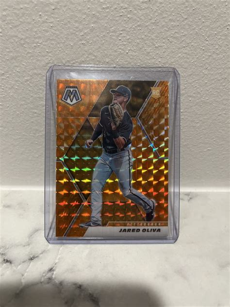 Jared Oliva 2021 Panini Mosaic Orange Prizm RC 254 Pittsburgh Pirates