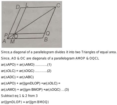 In The Given Figure Abcd Is A Parallelogram O Is Any Point On Ac Pq