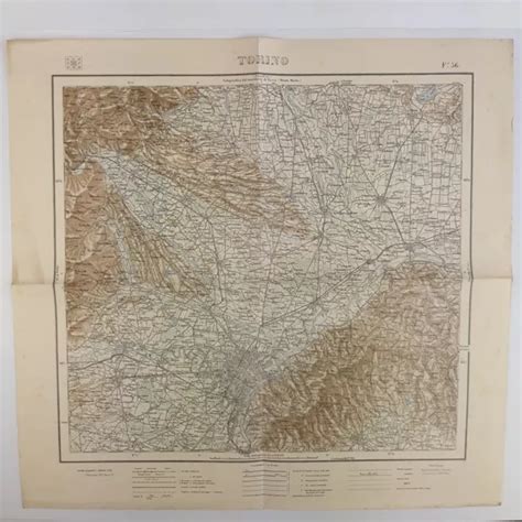 CARTA GEOGRAFICA CARTINA Mappa Militare Torino Piemonte F56 Italia EUR