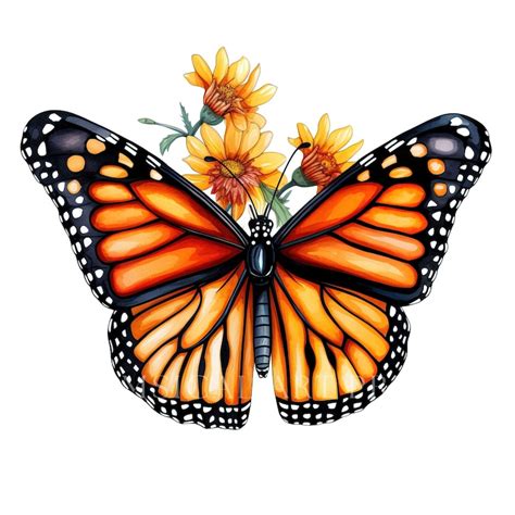 Monarch Butterfly Clipart Close Up Illustration Watercolor Clipart