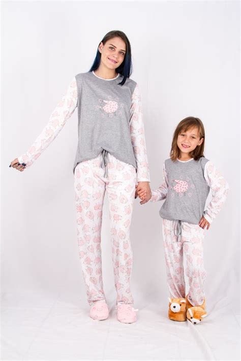 Kit Pijama Mãe e Filha Feminino Ovelha Pyjama Mode Femme