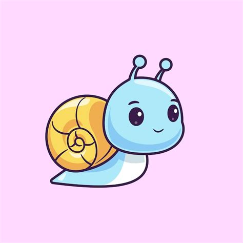 Icono vectorial de dibujos animados de caracol lindo Ilustración Icono