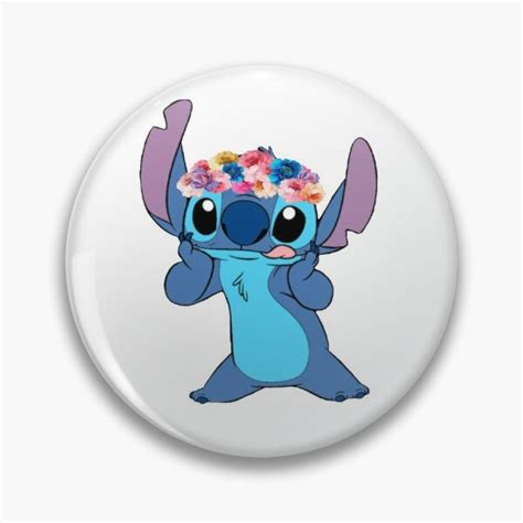 "Stitch from Lilo and Stitch with flower crown" Pin by Anoss2 | Redbubble