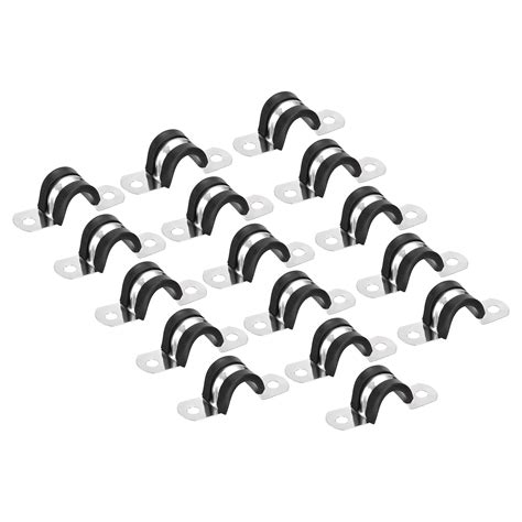 Uxcell 16pack 58 Cable Clamp U Shape Stainless Steel Rubber Cushioned Pipe Strap