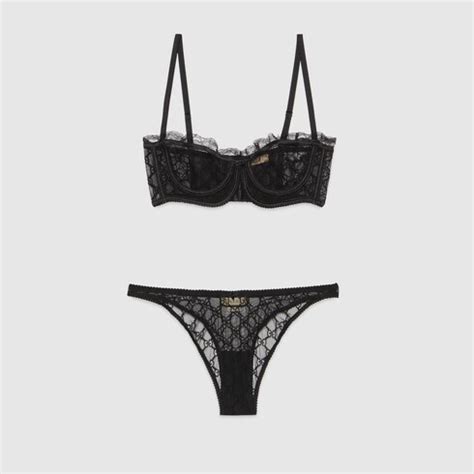 GG Embroidered Tulle Lingerie Set In Black GUCCI RO