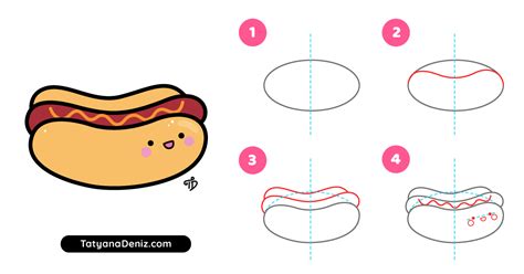 How to draw kawaii hot dog step-by-step cute and easy