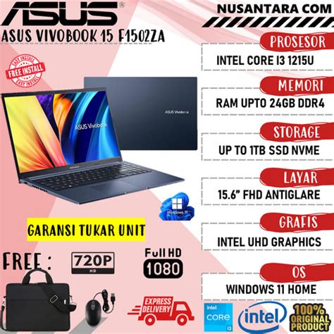 Jual Laptop Baru Asus VivoBook 15 F1504ZA Intel I3 1215U RAM 24GB 1TB