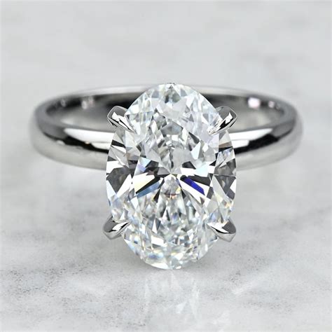 3 Carat Lab Grown Oval Diamond Solitaire Engagement Ring