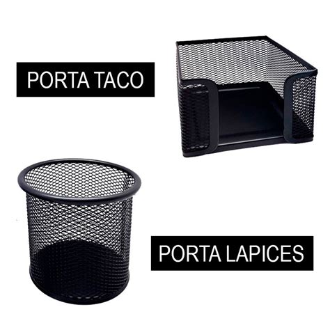 Set Porta Taco Y Porta Lapices Negro Onix Libesa Argentina