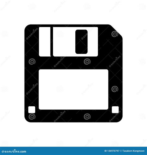 One Black Floppy Disk Icon Isolated On White For Web App And Design