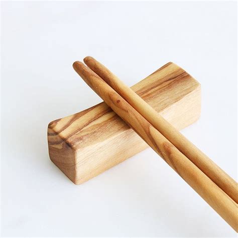 Square Olive Wood Chopstick Holder Single Entry Shop Into The Woods