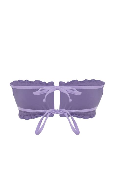 TRENDYOLMİLLA Lila Straplez Cut Out Pencereli Bikini Üstü