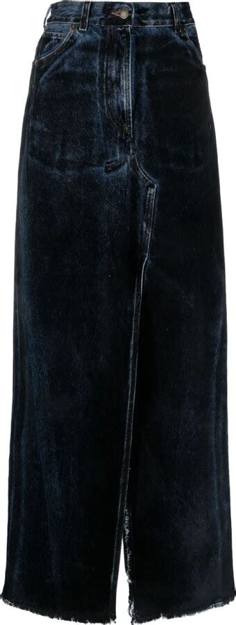 Darkpark Emma Flocked Denim Maxi Skirt Shopstyle