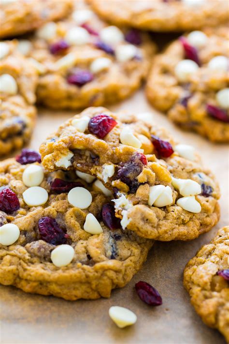 Chewy White Chocolate Cranberry Oatmeal Cookies Baker By Nature