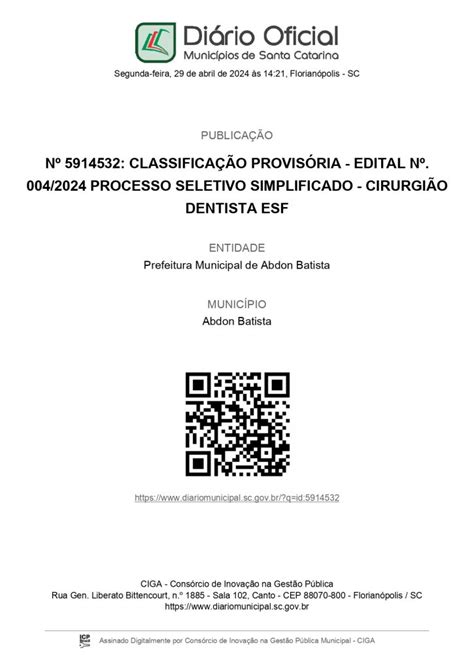 N Classifica O Provis Ria Edital N Processo