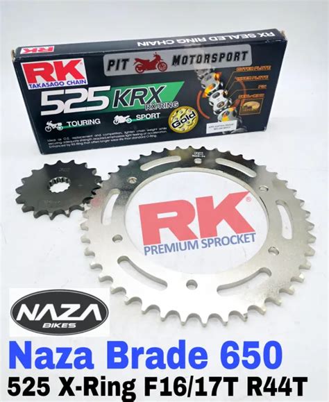 RK Sprocket Set NAZA Brade 650 GB KRX X Ring Black Gold Chain Rantai