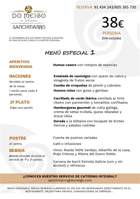 Men S Especiales Restaurantes Do Meigo