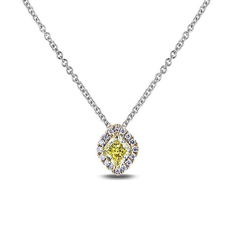 0 53 Carat GIA Certified Cut Corner Square Halo Pendant In 18K Yellow