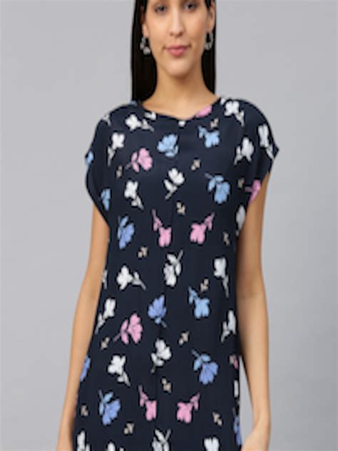 Buy Marks Spencer Women Navy Blue White Floral Print Top Tops For