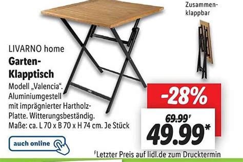 Livarno Home Garten Klapptisch Angebot Bei Lidl Prospekte De