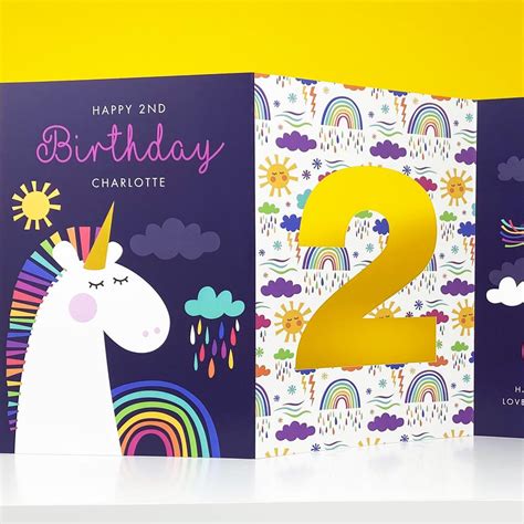 Personalised Any Age Birthday Card - Unicorn Rainbow Design | Kids ...