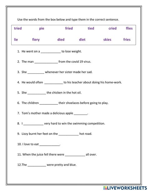 Phonics Ie Sounds Worksheet Live Worksheets