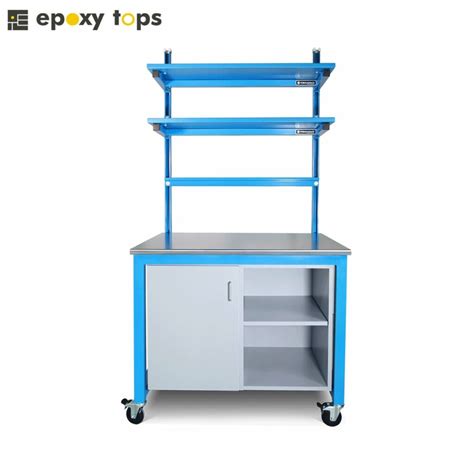 Workbench With Steel Shelf System - Epoxytops