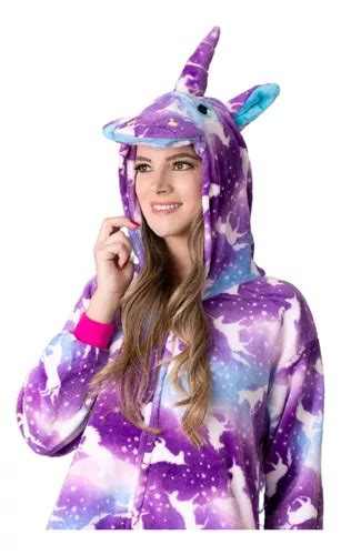 Pijama Macacão Adulto Unicórnio Feminino Kigurumi Fantasia