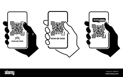 Scan Qr Code Flat Icon With Phone Barcode Hand Holds Smartphone Vector Illustration Stock