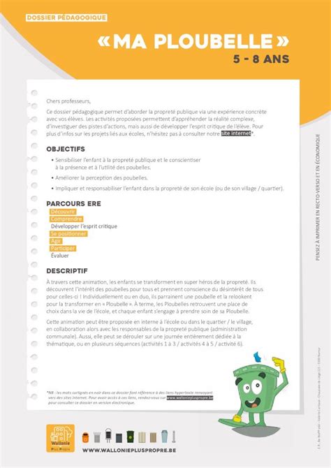 Pdf Dossier P Dagogique Ma Ploubelle Pour Cette Seconde Tape L
