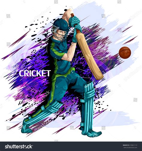 Concept Sportsman Playing Cricket Vector Illustration Stock Vector