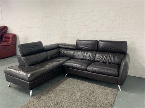 Absolutely Gorgeous Genuine Leather Dfs Corner Sofa Adjustable Headrest