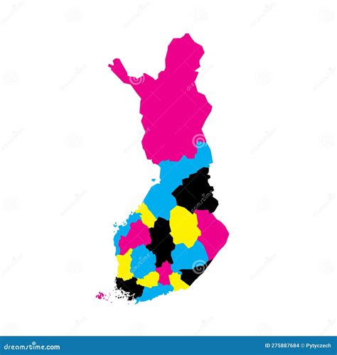 Mapa Político Finlandés De Las Divisiones Administrativas Stock de